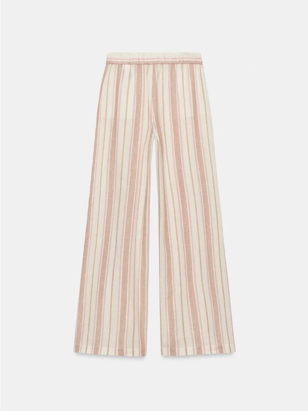 NWT Zara Pink & Cream Striped Wide-Leg Drawstring Pants